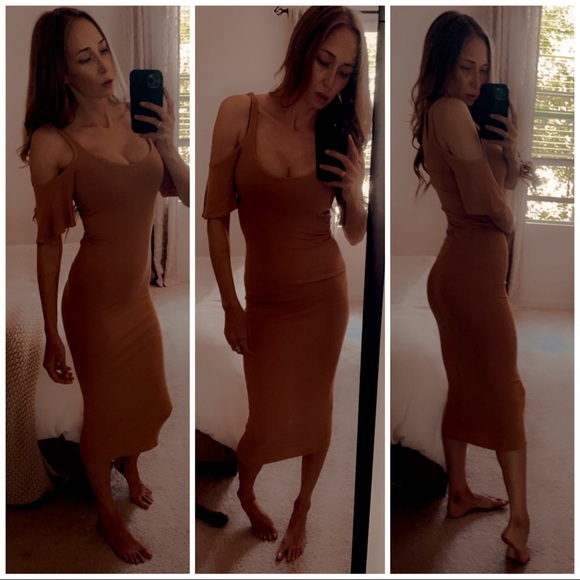 Enza Costa Silk Ribbed OTS Sleeve Midi Dress EUC S - Picture 2 of 14